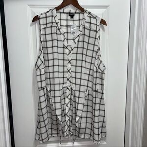 3X NWT Torrid White Plaid Sleeveless Georgette Peplum